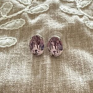Touchstone Crystal Lavender Oval Faceted Stud Earrings